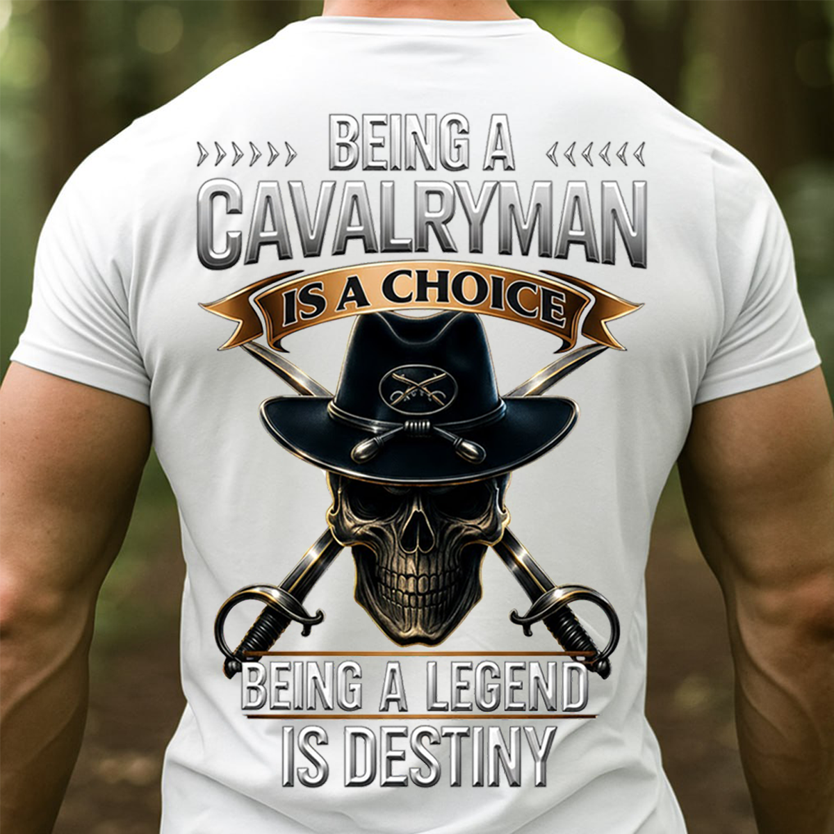 Being a Cavalryman Is a Choice Being a Legend Is Destiny Shirt – 1st Cavalry Division Veteran Skull Hat Military Tee for Proud U.S. Army Soldiers