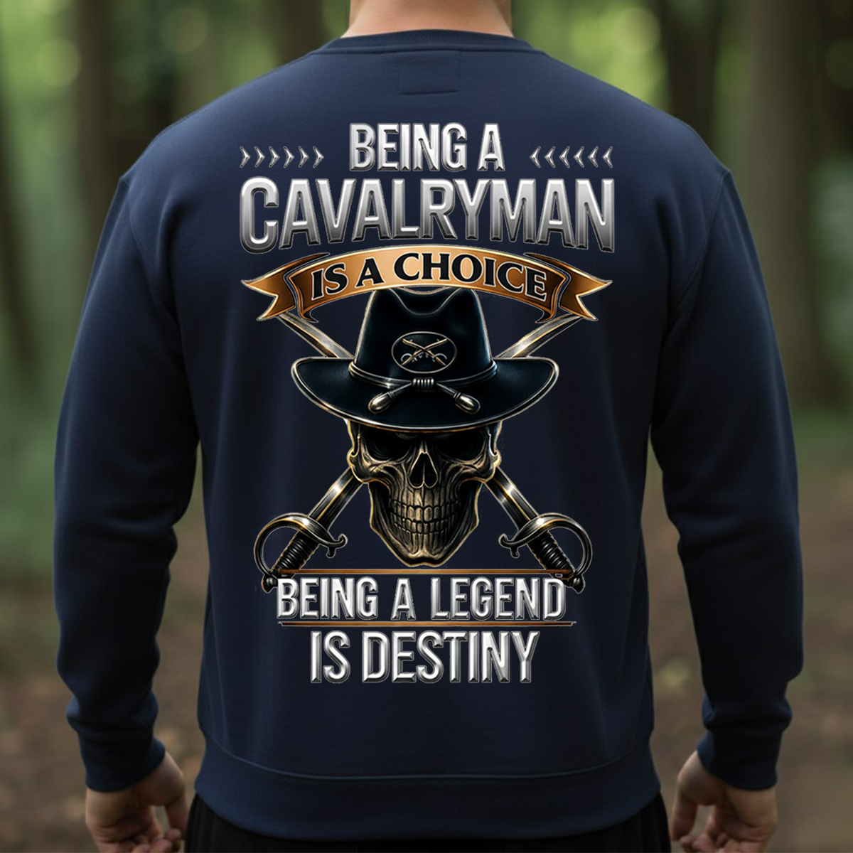 Being a Cavalryman Is a Choice Being a Legend Is Destiny Shirt – 1st Cavalry Division Veteran Skull Hat Military Tee for Proud U.S. Army Soldiers