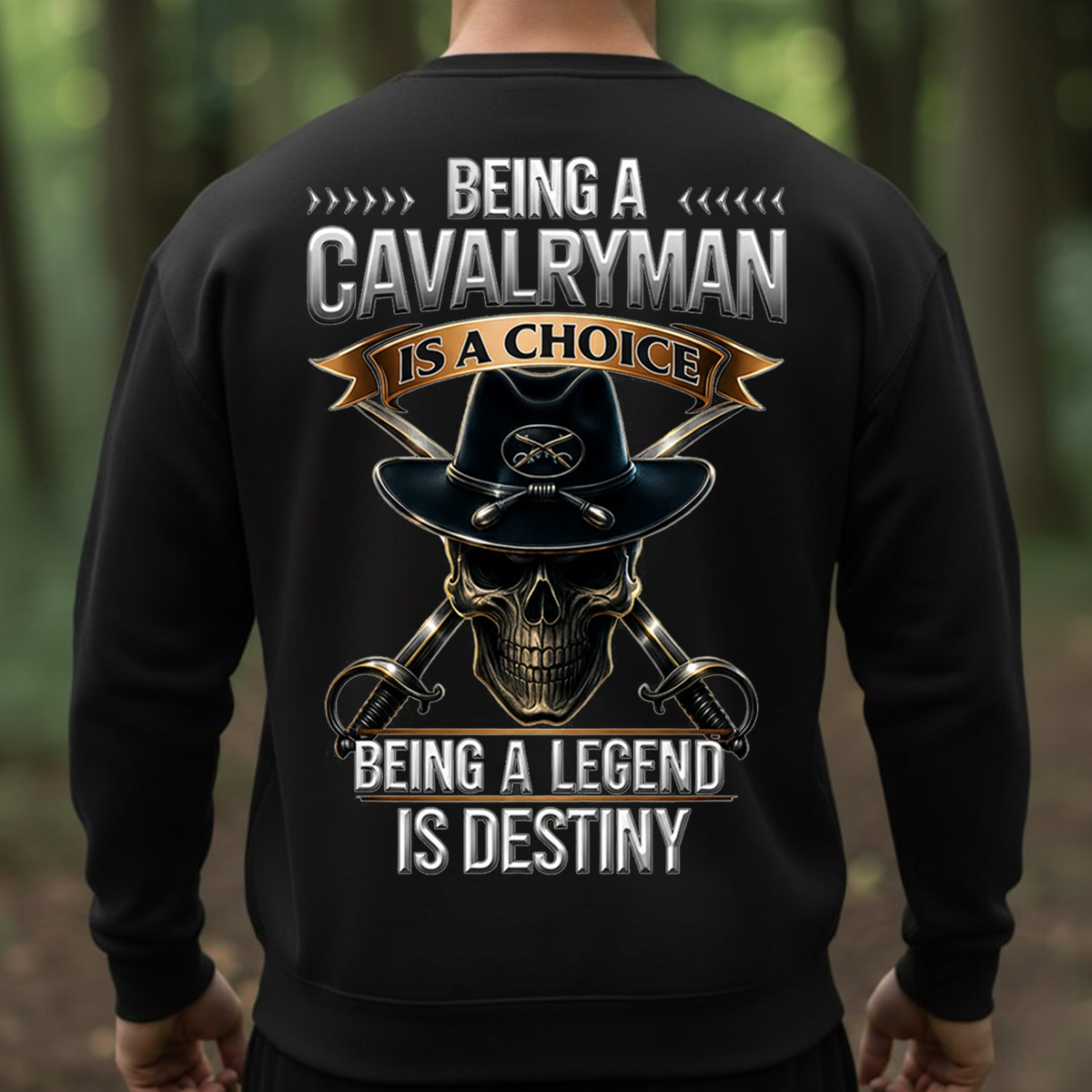 Being a Cavalryman Is a Choice Being a Legend Is Destiny Shirt – 1st Cavalry Division Veteran Skull Hat Military Tee for Proud U.S. Army Soldiers