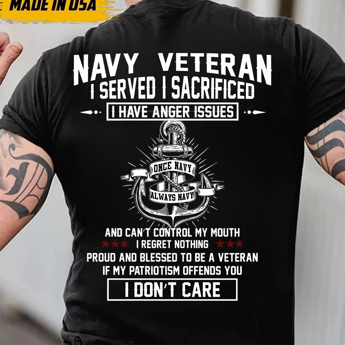 I Served I Sacrificed – Navy Veteran Graphic Tee for Men-I Served I Sacrificed – Navy Veteran Graphic Tee for Men