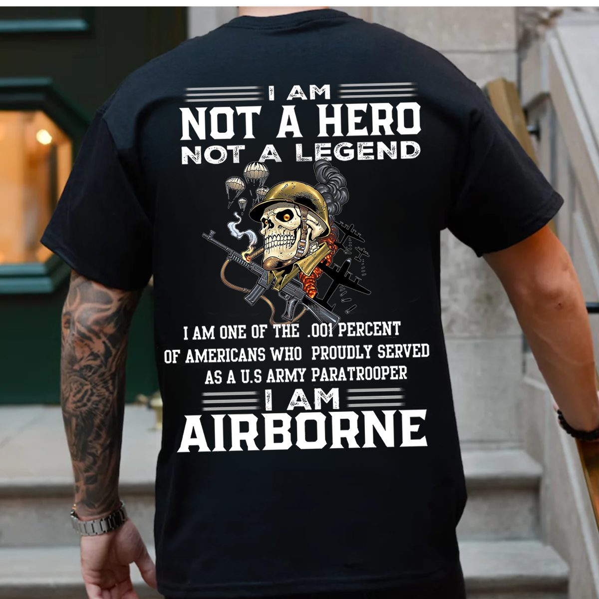 US Army Airborne Paratrooper Shirt – Not a Hero Not a Legend Military Veteran Tee