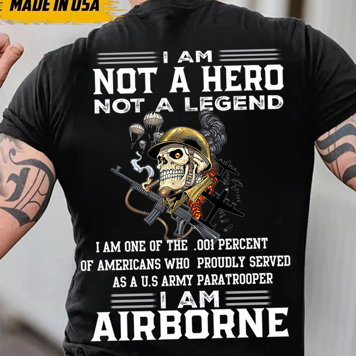 US Army Airborne Paratrooper Shirt – Not a Hero Not a Legend Military Veteran Tee