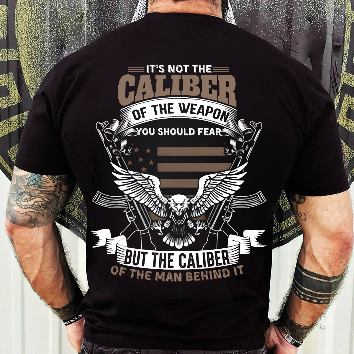 Proud Veteran Shirt – Fear the Man Behind the Weapon – American Eagle Veteran Design