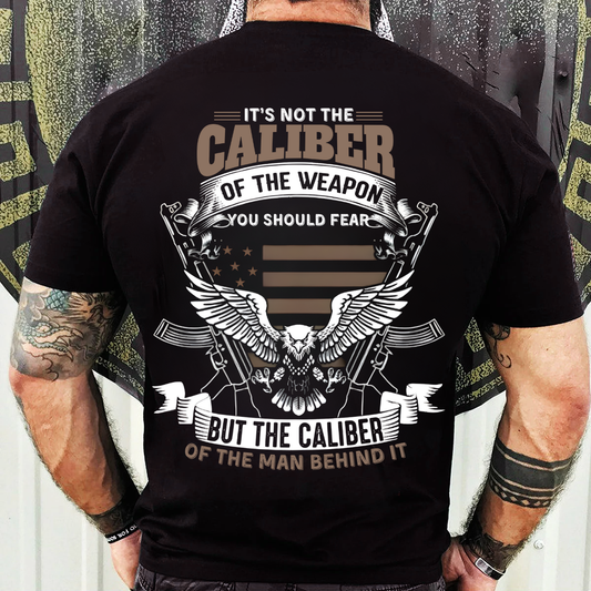 Proud Veteran Shirt – Fear the Man Behind the Weapon – American Eagle Veteran Design