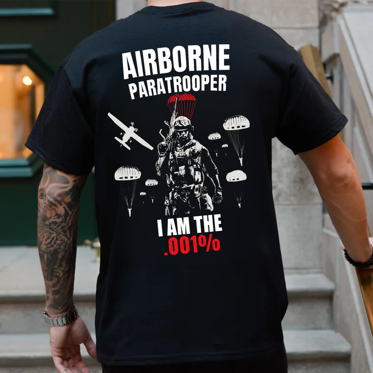 Airborne Paratrooper I Am The .001% T-Shirt, Patriotic Military Deign, Gift Idea for Veterans Day