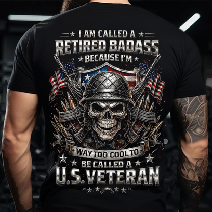 Retired Badass Skull T-Shirt – Cool U.S. Veteran Military Tee