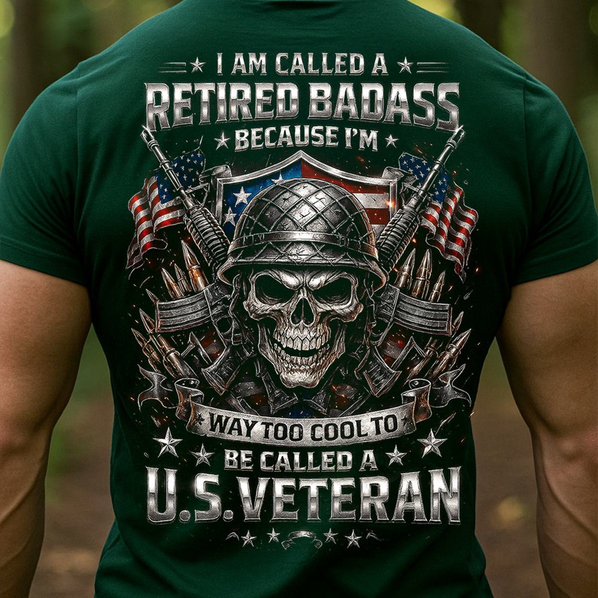 Retired Badass Skull T-Shirt – Cool U.S. Veteran Military Tee