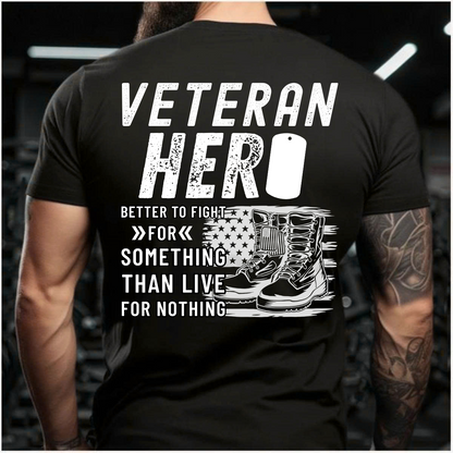 Military Veteran T-Shirt – Dog Tag & Boots – Inspirational Hero Quote Tee