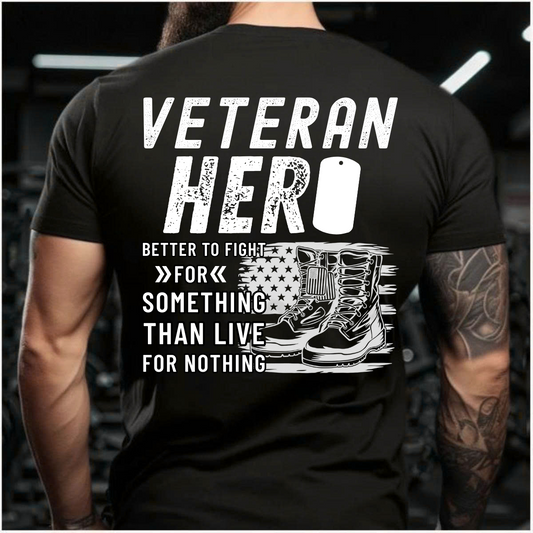 Military Veteran T-Shirt – Dog Tag & Boots – Inspirational Hero Quote Tee