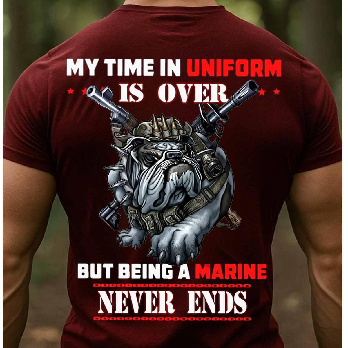 USMC Veteran Bulldog Shirt, Sweatshirt, Hoodie – My Time in Uniform Is Over But Being a Marine Never Ends – Proud Marine Corps Military T-Shirt