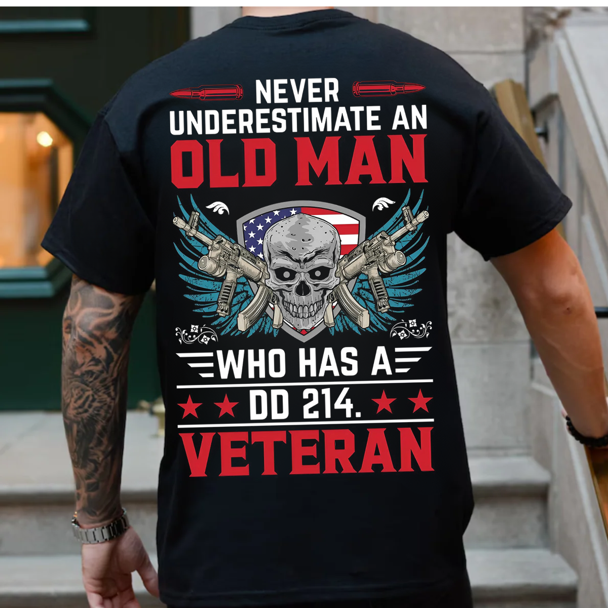 DD-214 Veteran T-Shirt – Never Underestimate an Old Man