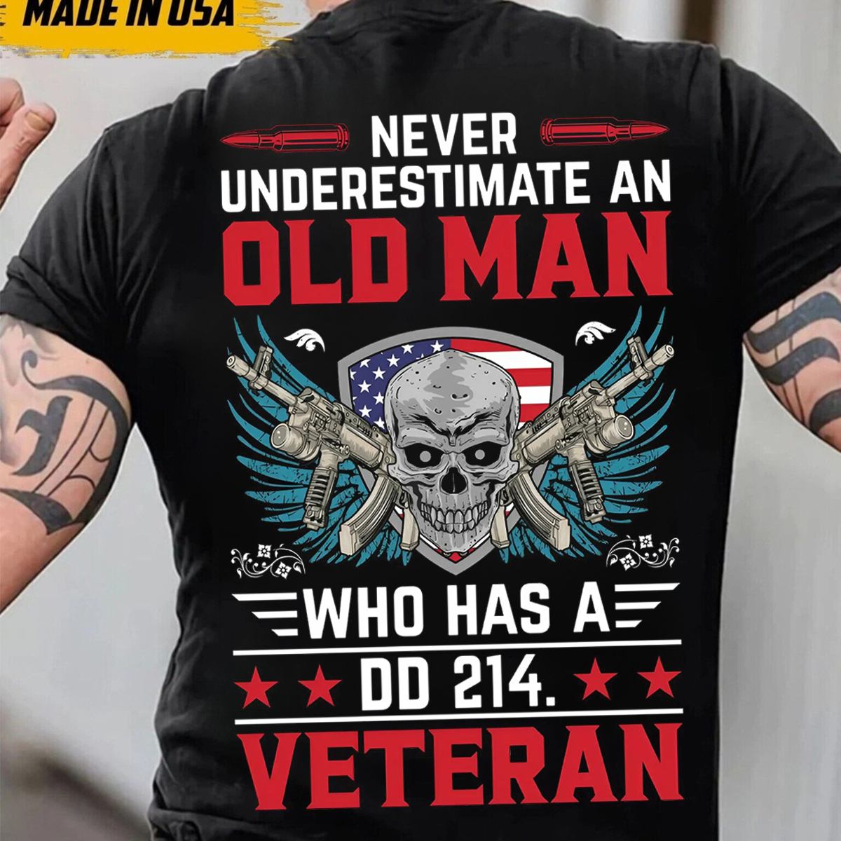 DD-214 Veteran T-Shirt – Never Underestimate an Old Man