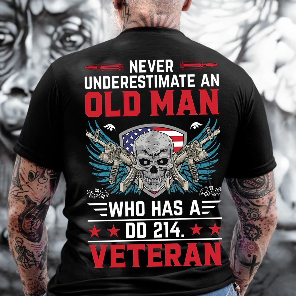 DD-214 Veteran T-Shirt – Never Underestimate an Old Man