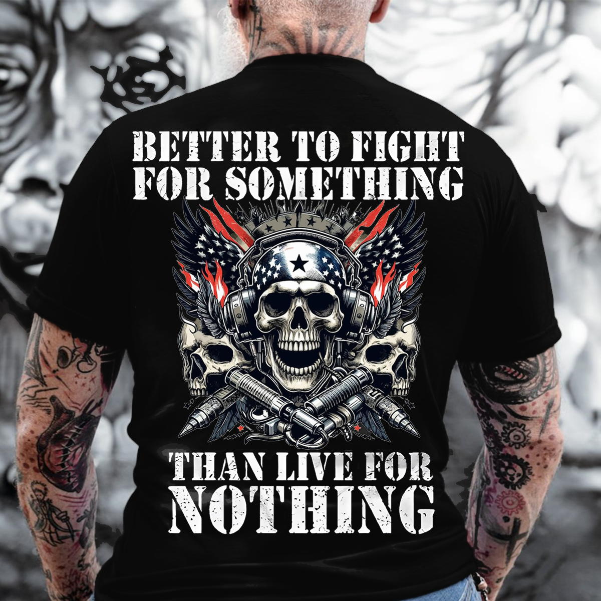 Better to Fight for Something Shirt – Patriotic Skull American Flag Military Tee