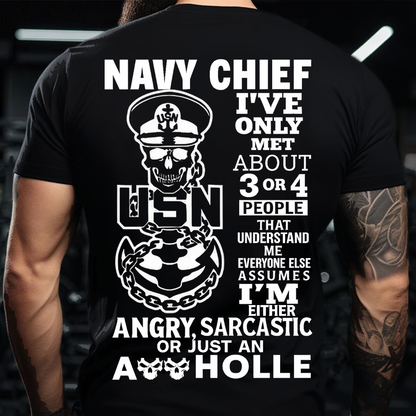 Navy Chief USN T-Shirt – Skull Anchor Funny Quote Military Veteran T-Shirt