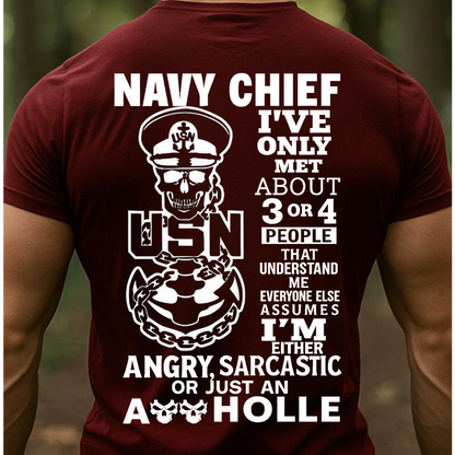 Navy Chief USN T-Shirt – Skull Anchor Funny Quote Military Veteran T-Shirt