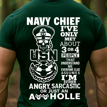 Navy Chief USN T-Shirt – Skull Anchor Funny Quote Military Veteran T-Shirt