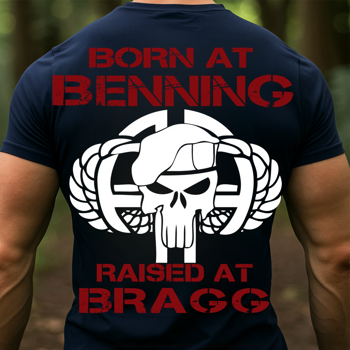 82nd Airborne Division Shirt – Born at Benning Raised at Bragg Military Veteran T-Shirt