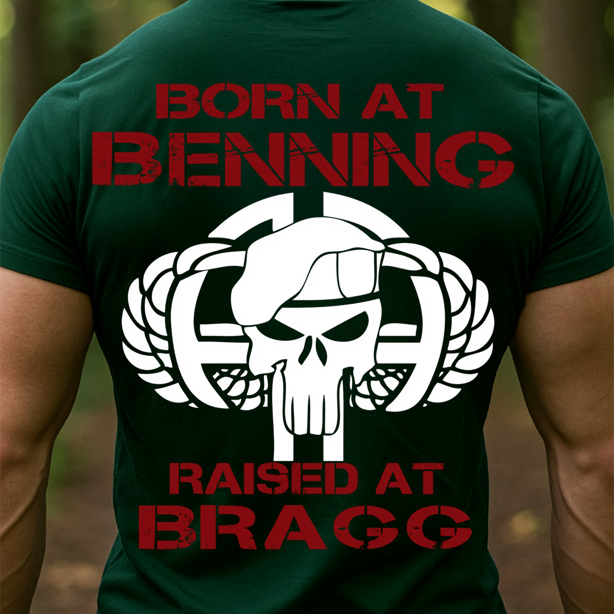 82nd Airborne Division Shirt – Born at Benning Raised at Bragg Military Veteran T-Shirt