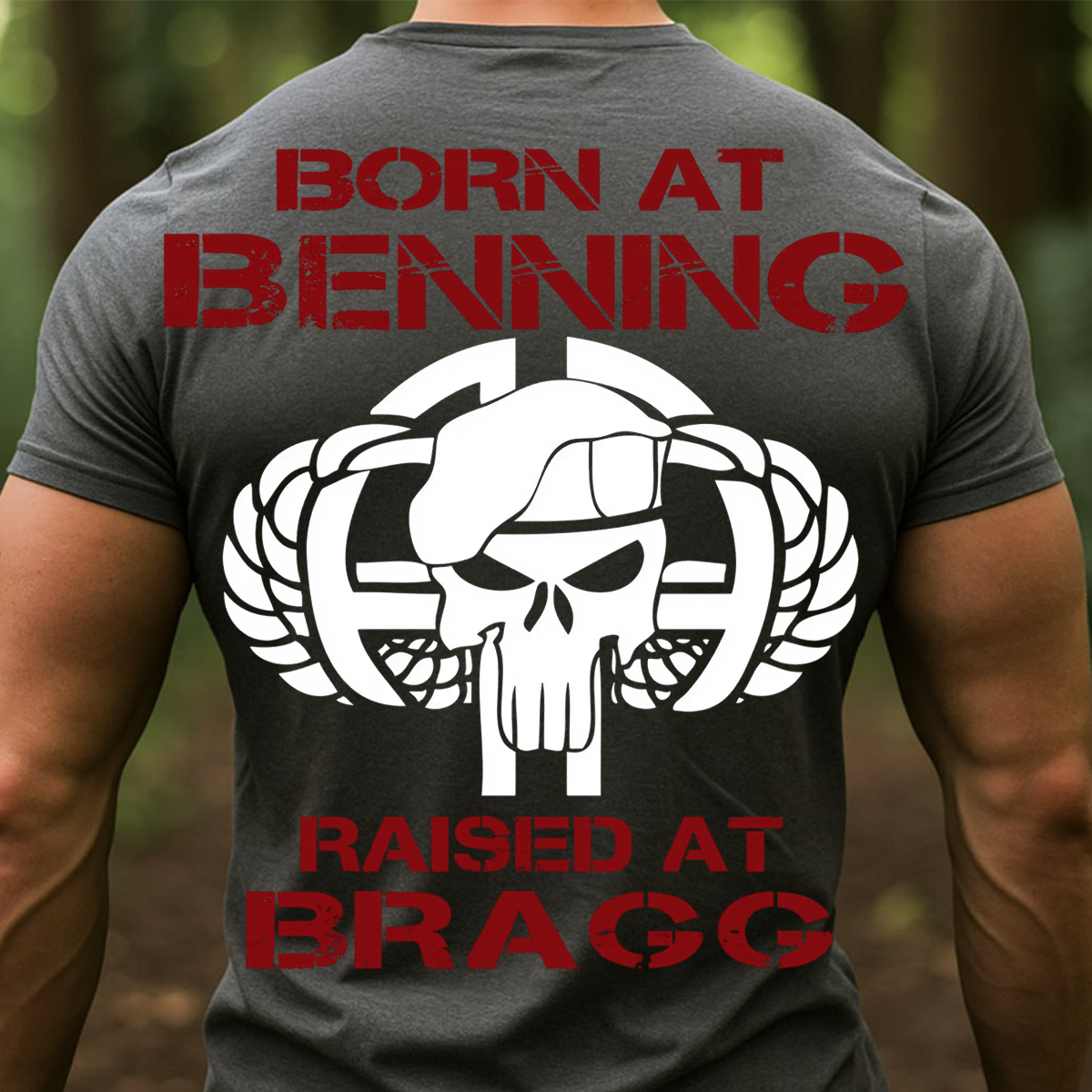 82nd Airborne Division Shirt – Born at Benning Raised at Bragg Military Veteran T-Shirt