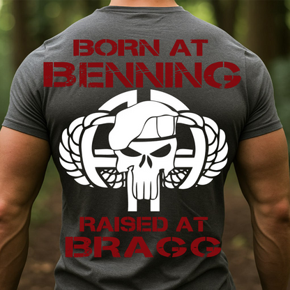 82nd Airborne Division Shirt – Born at Benning Raised at Bragg Military Veteran T-Shirt