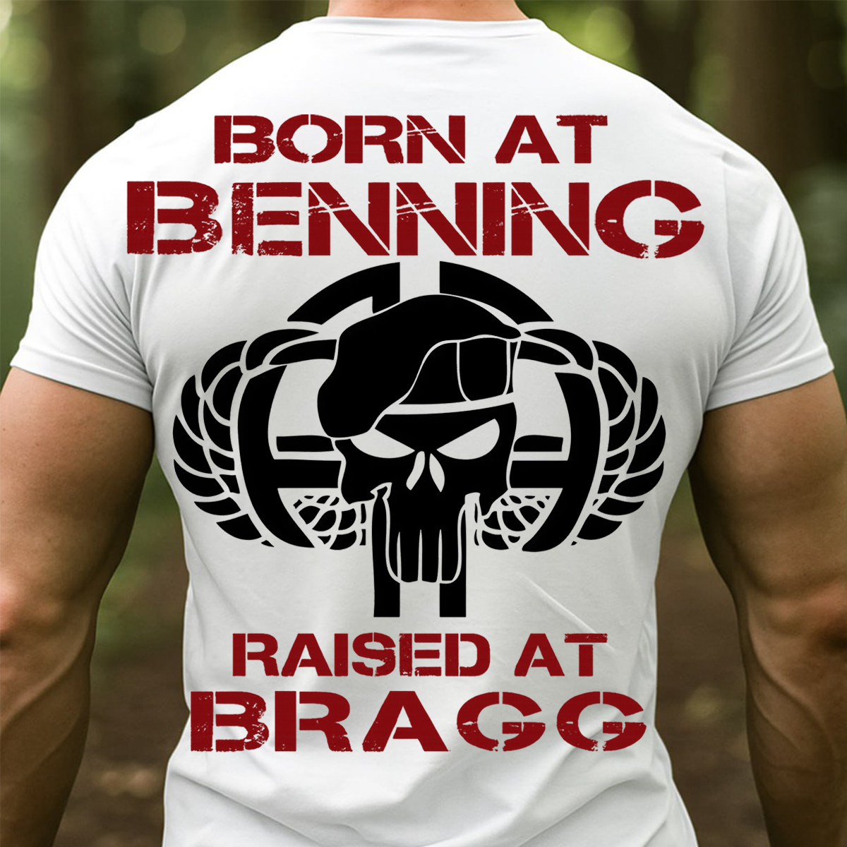 82nd Airborne Division Shirt – Born at Benning Raised at Bragg Military Veteran T-Shirt