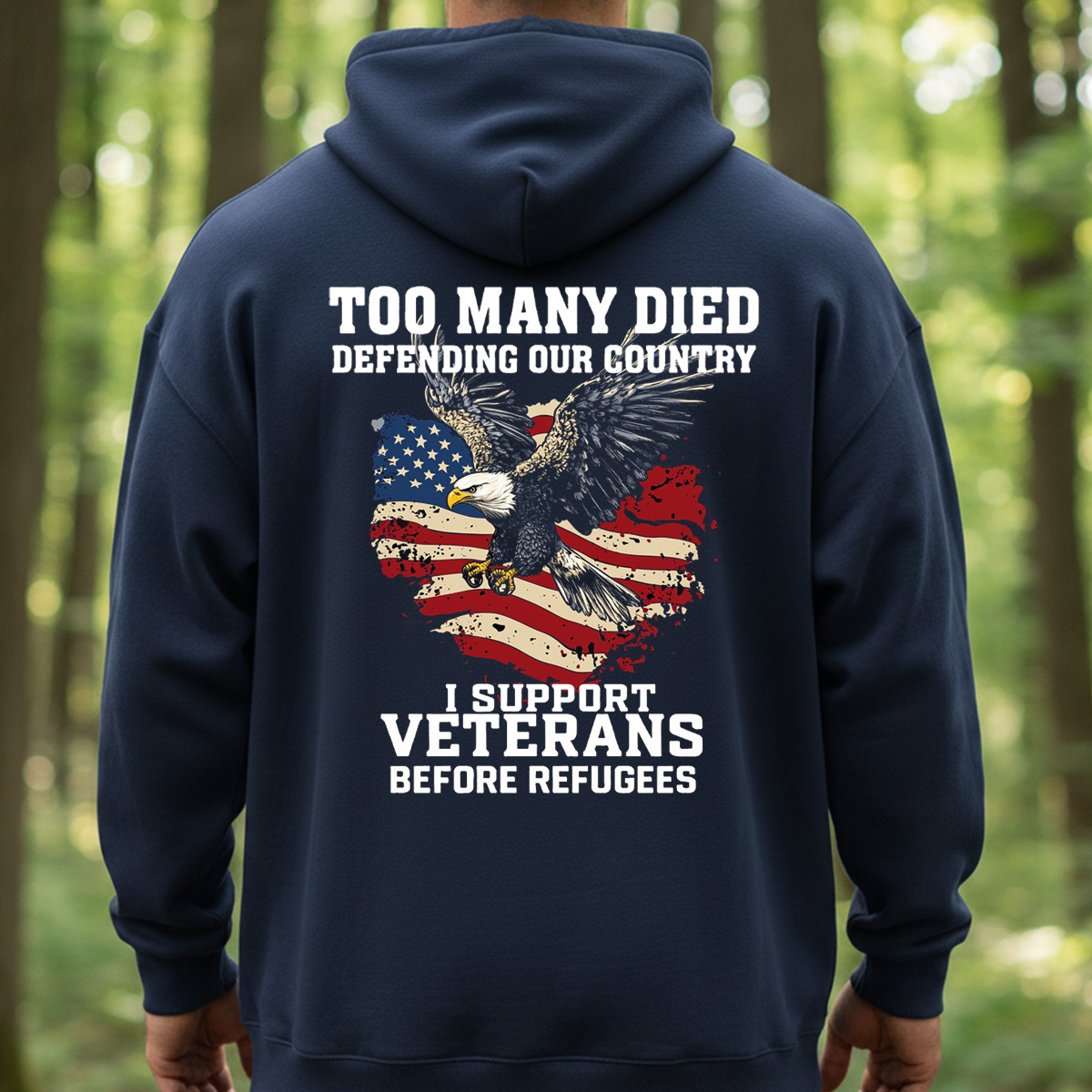 I Support Veterans Before Refugees Shirt – Patriotic American Flag Eagle T-Shirt for Veterans Day, Proud Americans