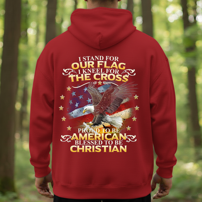 I Stand for Our Flag I Kneel for the Cross Shirt – American Christian Eagle Tee-Eagle & American Flag – Proud to Be American Tee
