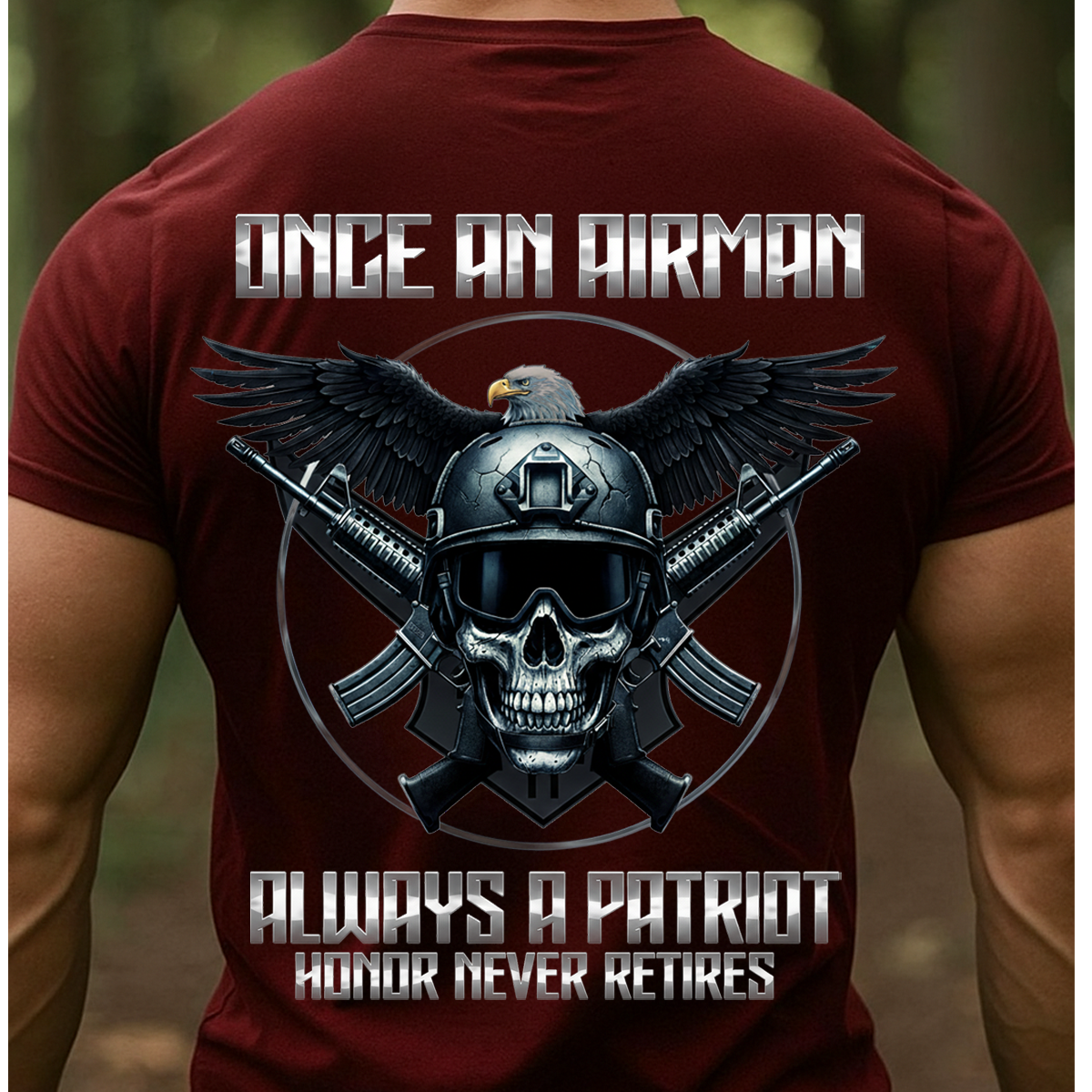 Once an Airman Always a Patriot T-Shirt, Hoodie, Sweatshirt-Airman Pride Shirt – Always a Patriot – Veteran Skull & Eagle Design