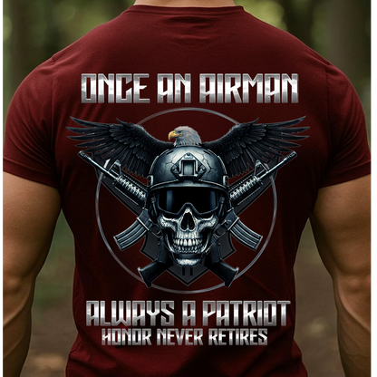 Once an Airman Always a Patriot T-Shirt, Hoodie, Sweatshirt-Airman Pride Shirt – Always a Patriot – Veteran Skull & Eagle Design