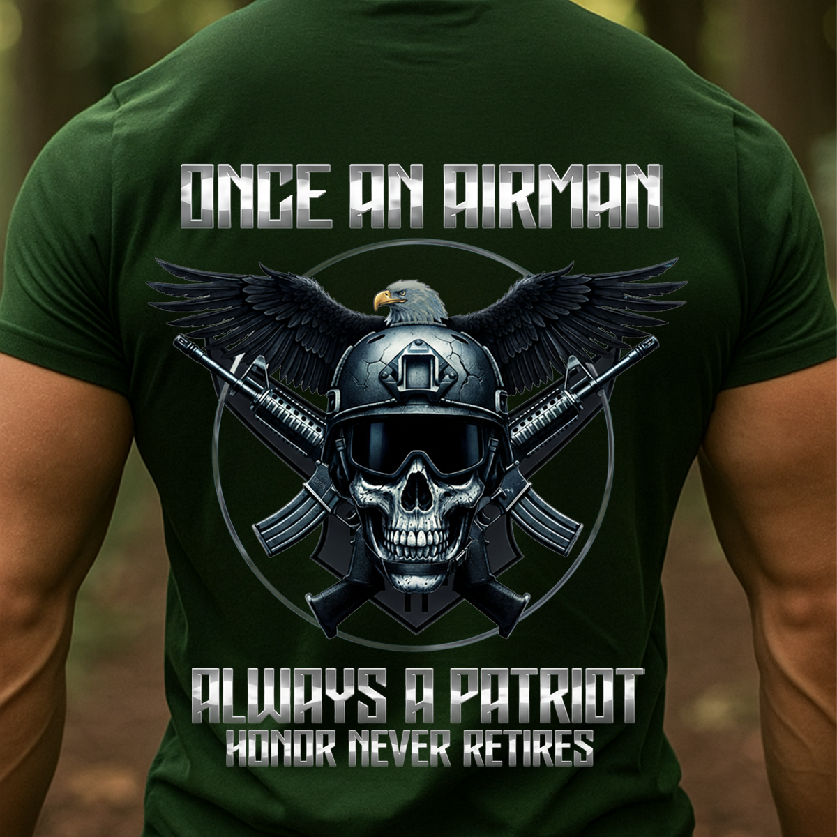 Once an Airman Always a Patriot T-Shirt, Hoodie, Sweatshirt-Airman Pride Shirt – Always a Patriot – Veteran Skull & Eagle Design