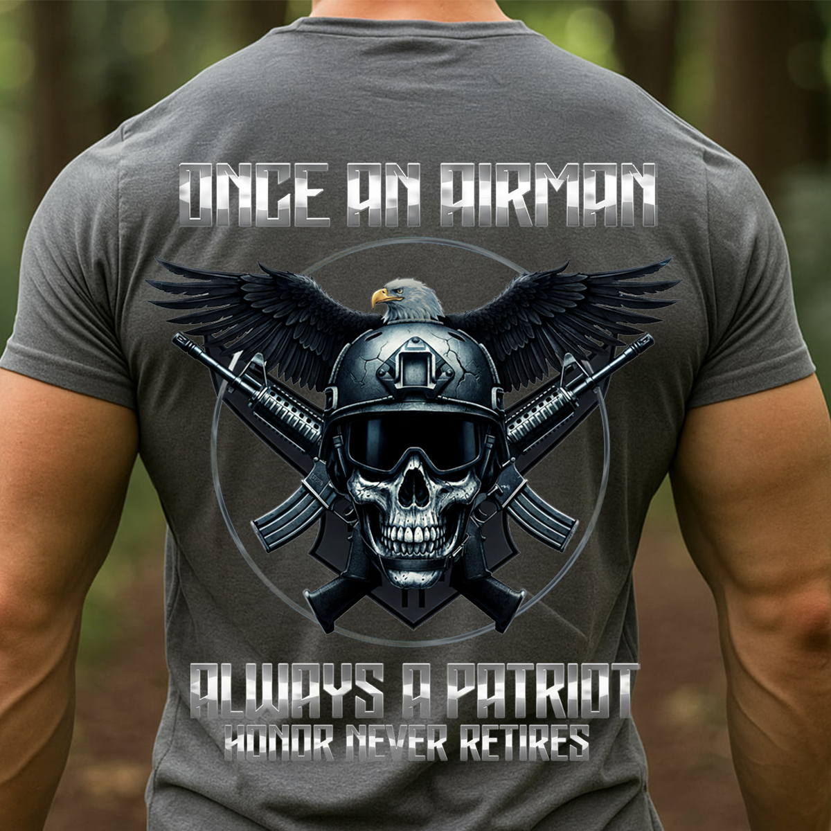 Once an Airman Always a Patriot T-Shirt, Hoodie, Sweatshirt-Airman Pride Shirt – Always a Patriot – Veteran Skull & Eagle Design