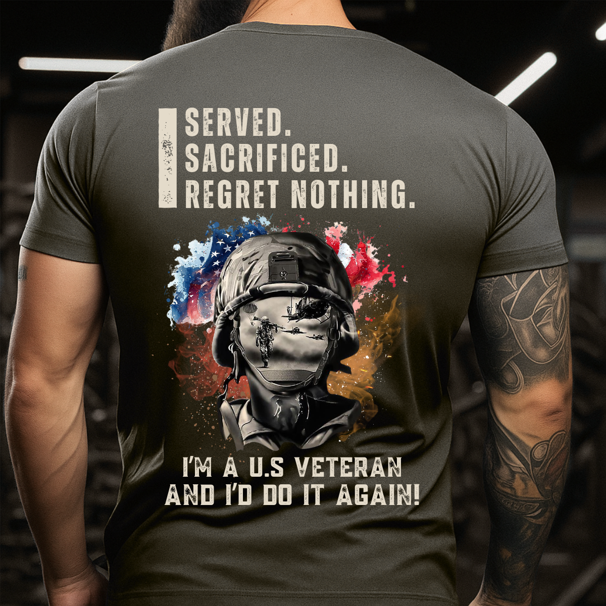 Military Patriotic T-Shirt, I Served I Sacrificed Regret Nothing, Veteran Gift Tee