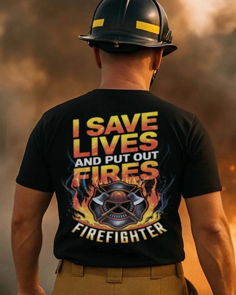I Save Lives And Put Out Fires Firefighter T-Shirt | Fire Dept Hero Gift | First Responder Graphic Tee
