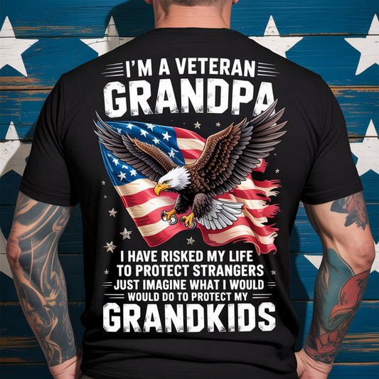 Veteran Grandpa American Eagle Shirt - Protect My Grandkids Patriotic Military Gift