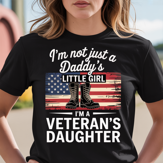 Proud Veteran's Daughter Shirt - Daddy's Little Girl Military Family Patriotic Tee