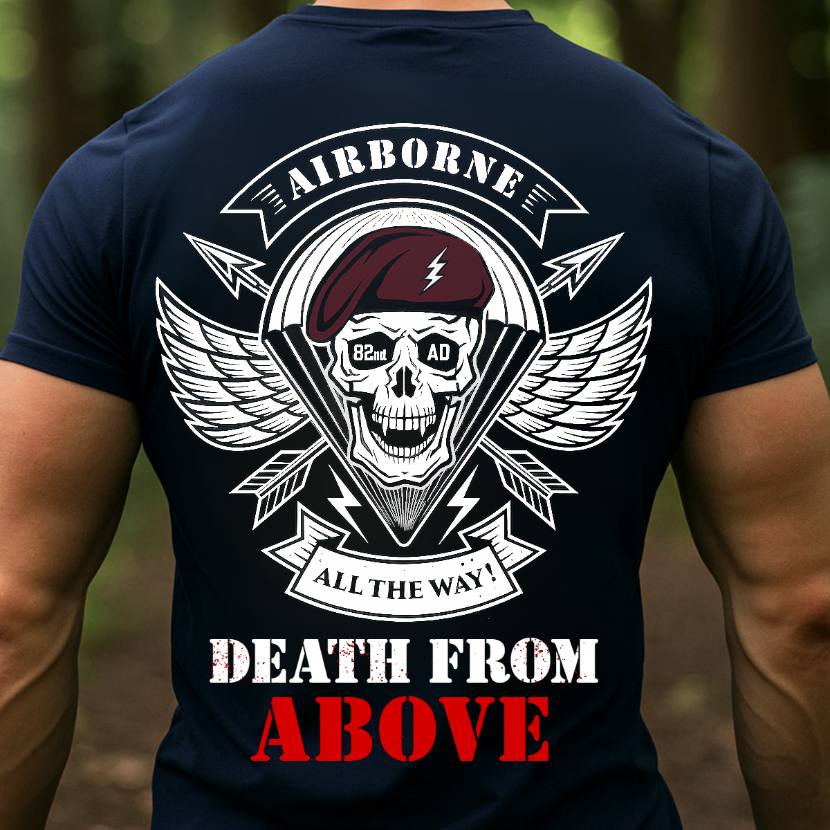 Death From Above Paratrooper T-Shirt – Airborne Army Veteran Military Tee-Gift For Veteran, Dad, Husband