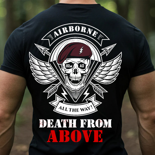 Death From Above Paratrooper T-Shirt – Airborne Army Veteran Military Tee-Gift For Veteran, Dad, Husband