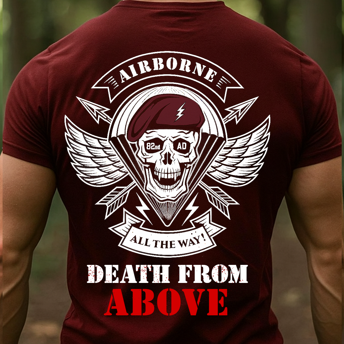 Death From Above Paratrooper T-Shirt – Airborne Army Veteran Military Tee-Gift For Veteran, Dad, Husband