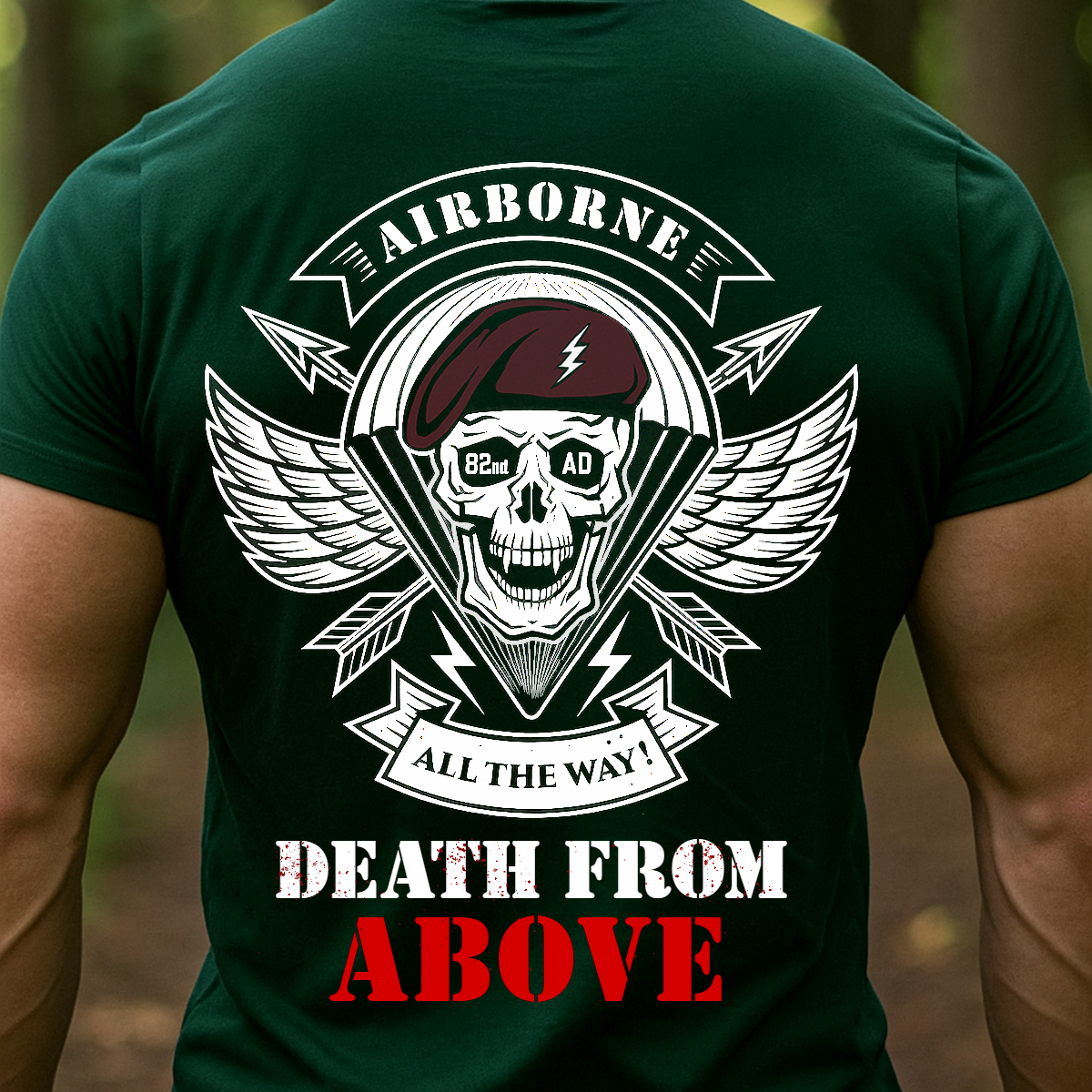 Death From Above Paratrooper T-Shirt – Airborne Army Veteran Military Tee-Gift For Veteran, Dad, Husband