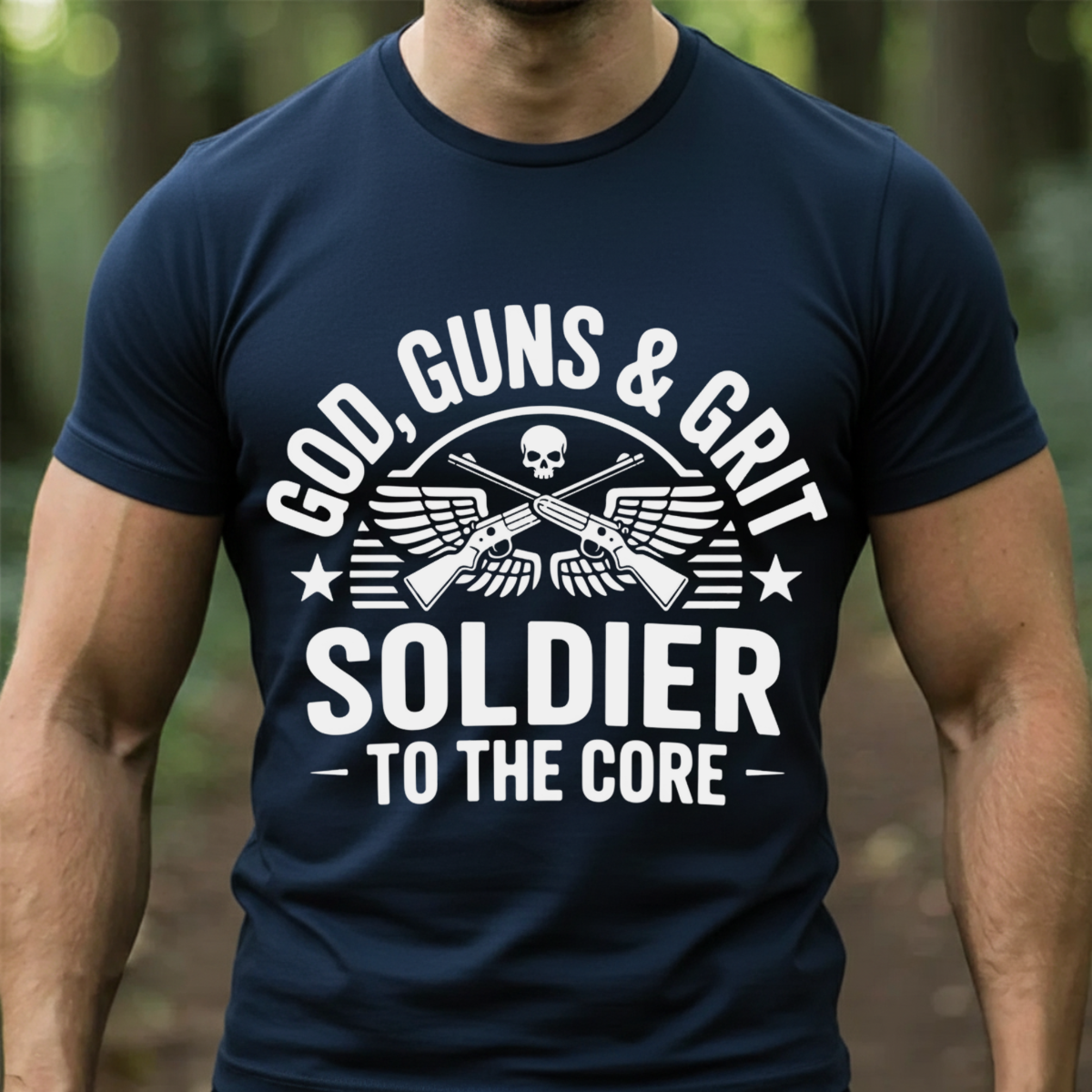Veteran Shirt – God Guns & Grit – Soldier To The Core Design