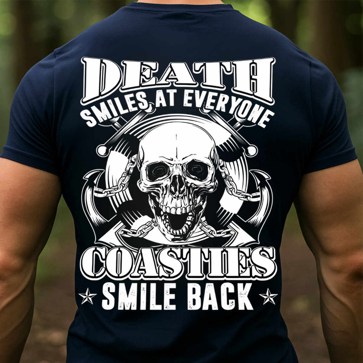 Death Smiles at Everyone Coasties Smile Back Sweatshirt – Coast Guard Veteran Skull Pullover – Military Maritime Gift for Men