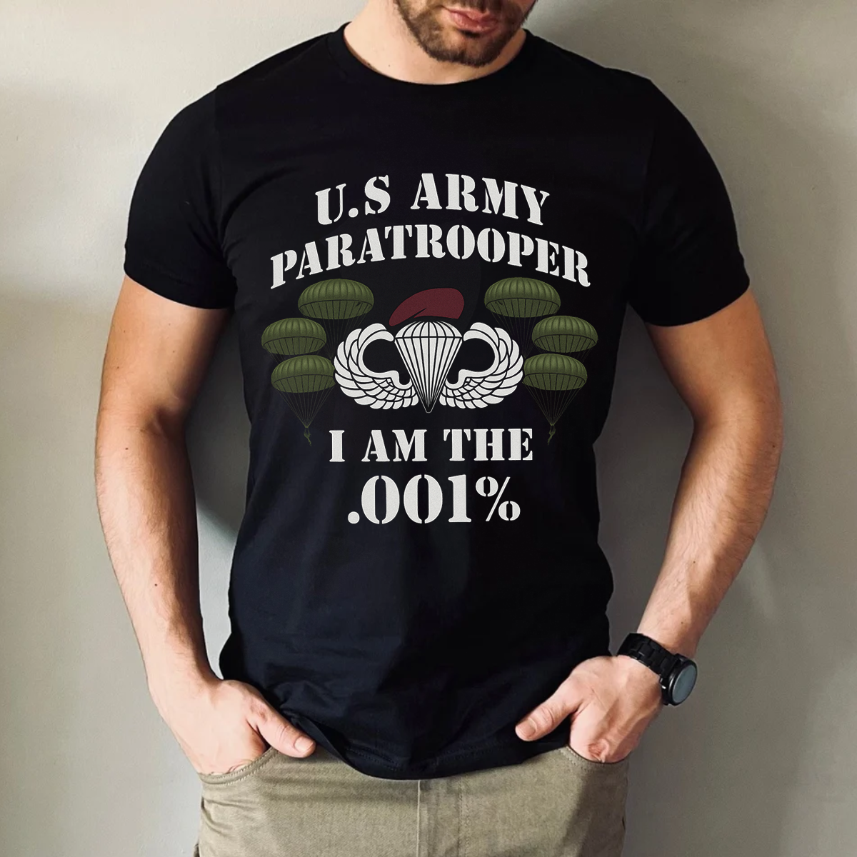 U.S Army Paratrooper .001% T-Shirt – Airborne Elite Military Veteran Shirt for Proud Soldiers