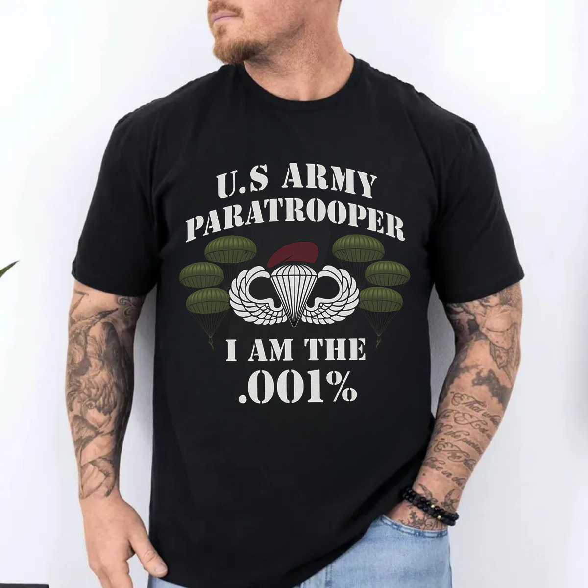 U.S Army Paratrooper .001% T-Shirt – Airborne Elite Military Veteran Shirt for Proud Soldiers