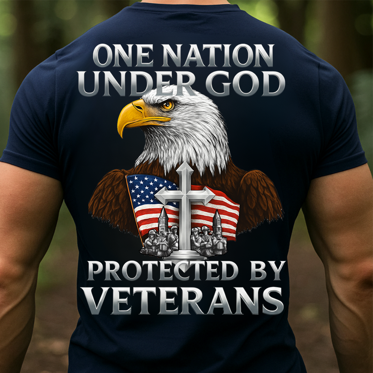 One Nation Under God Protected by Veterans Shirt-Faith Freedom and Veterans Shirt-Christian Patriotic Veteran Shirt