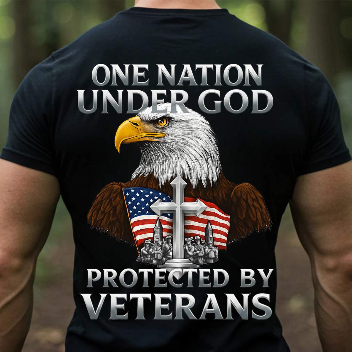 One Nation Under God Protected by Veterans Shirt-Faith Freedom and Veterans Shirt-Christian Patriotic Veteran Shirt