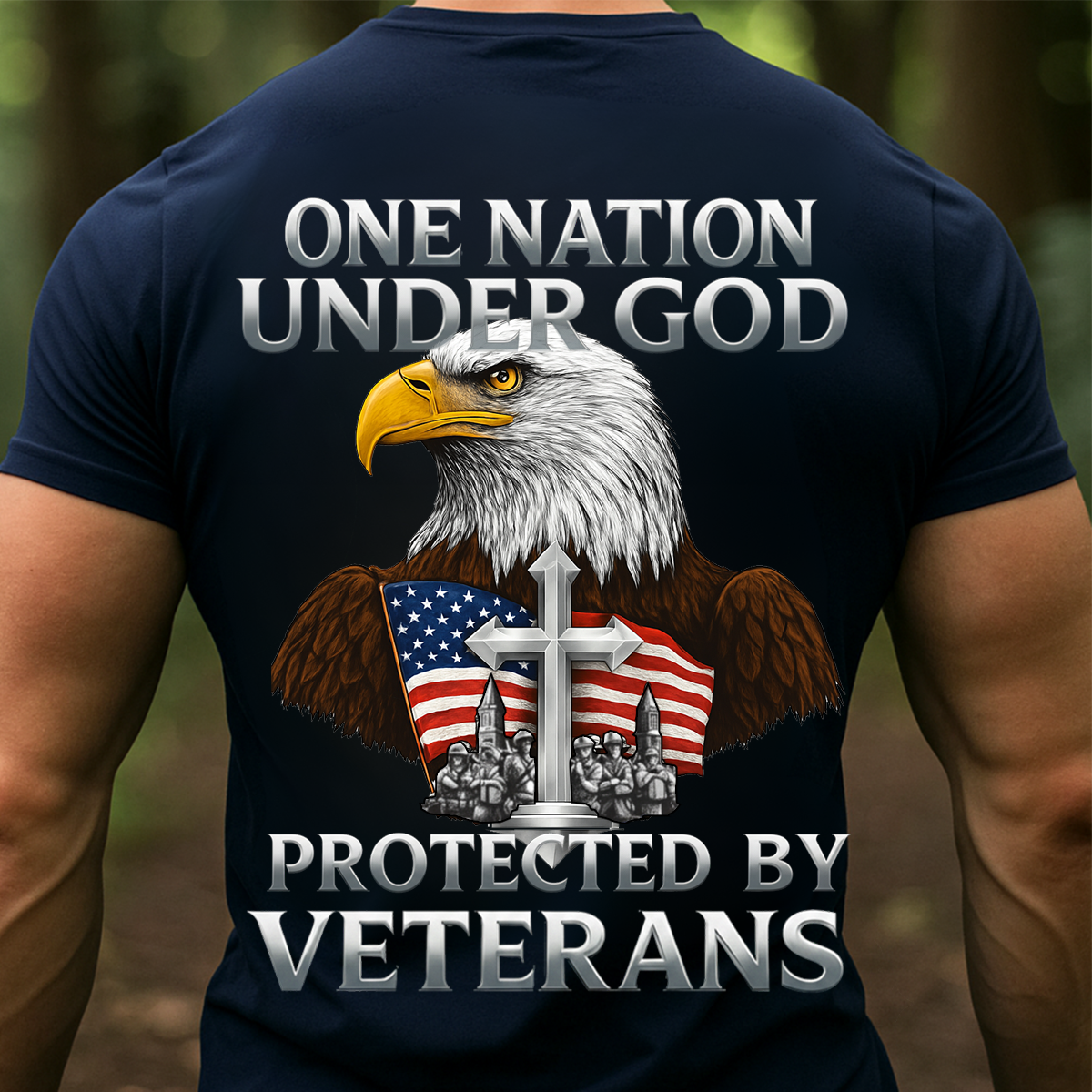 One Nation Under God Protected by Veterans Shirt-Faith Freedom and Veterans Shirt-Christian Patriotic Veteran Shirt