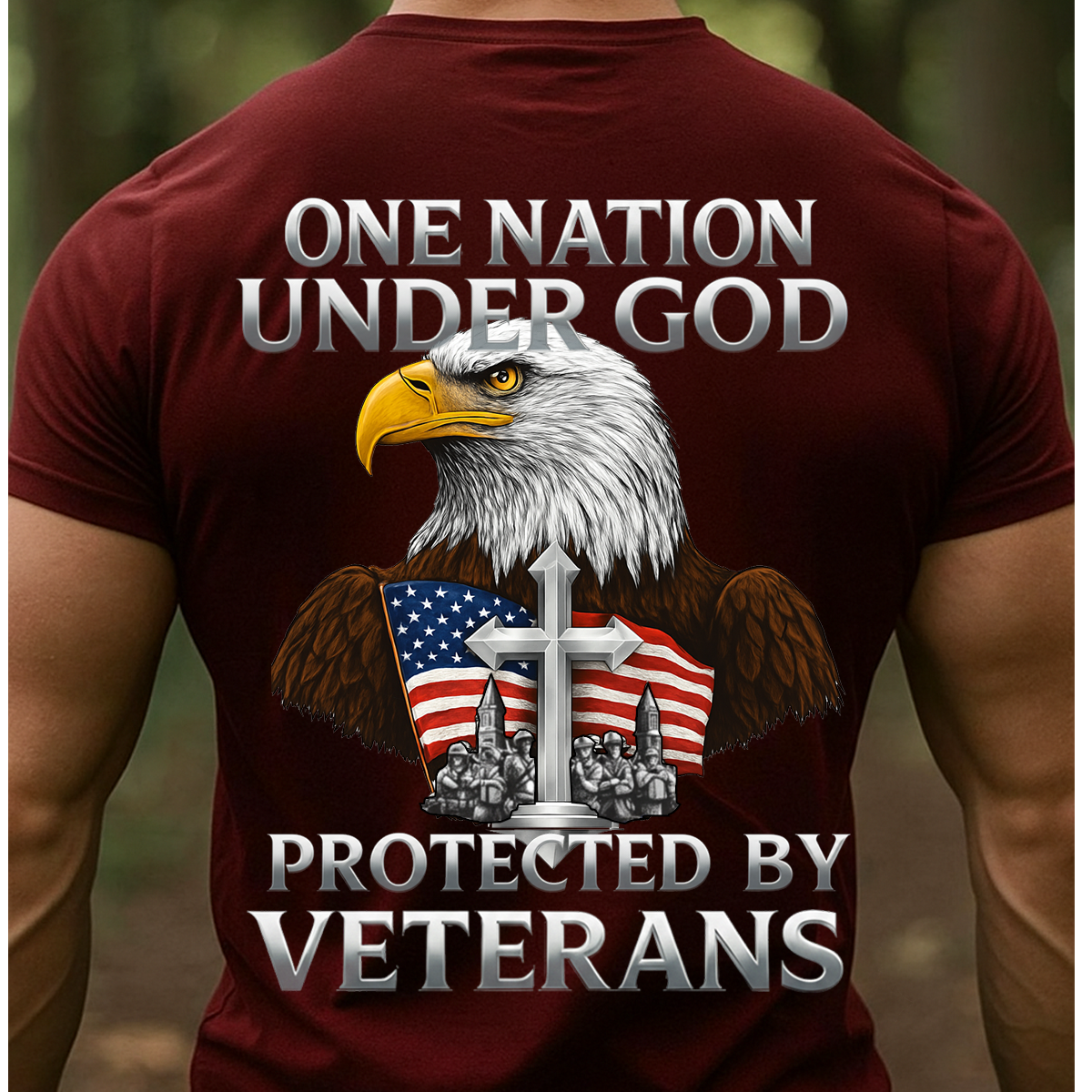 One Nation Under God Protected by Veterans Shirt-Faith Freedom and Veterans Shirt-Christian Patriotic Veteran Shirt