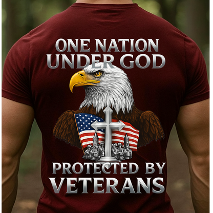 One Nation Under God Protected by Veterans Shirt-Faith Freedom and Veterans Shirt-Christian Patriotic Veteran Shirt