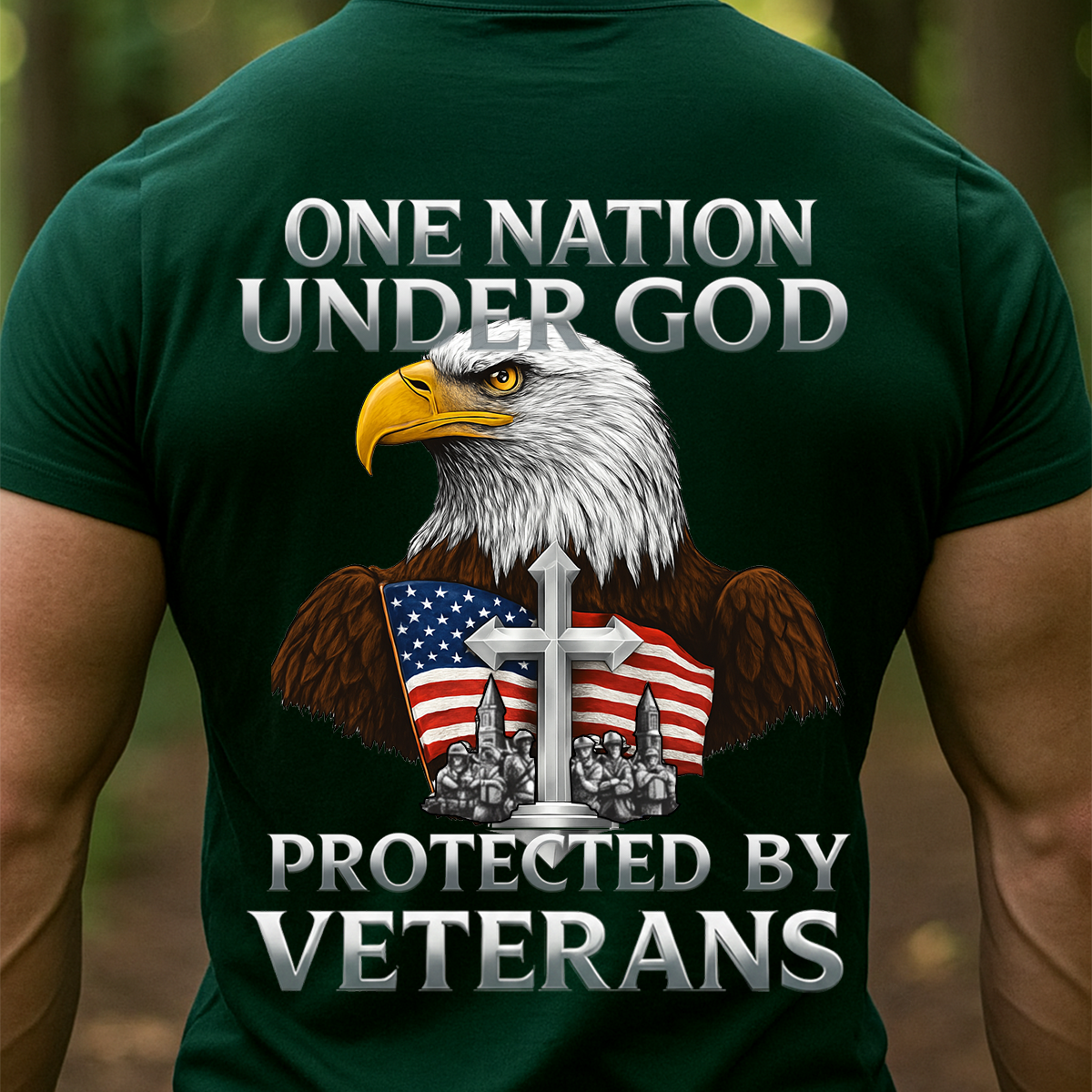 One Nation Under God Protected by Veterans Shirt-Faith Freedom and Veterans Shirt-Christian Patriotic Veteran Shirt